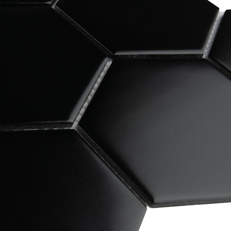 Metro Super 4" Hex Matte Black 10" x 11-1/2" Porcelain Mosaic Tile