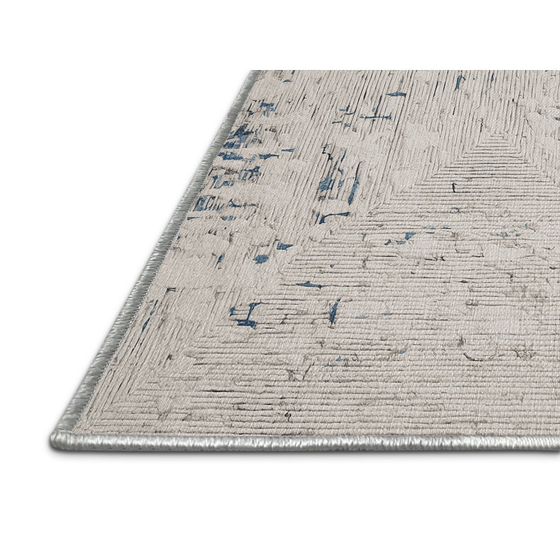 Machine Washable Beige Area Rug, Rectangle 4' x 6'