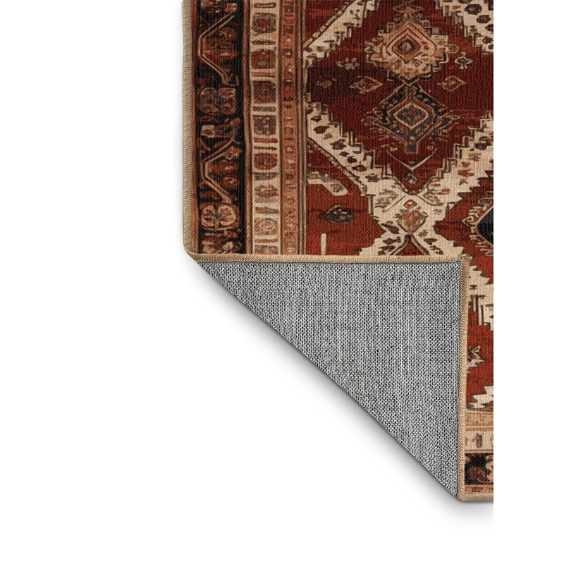 Machine Washable Persian Brown Area Rug, Round 3'