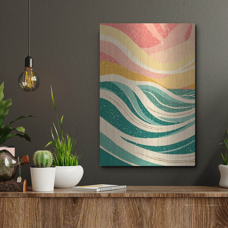 Art mural luxueux «Abstract Waves» par Andreas Magnusson, H 16 po x l 12 po