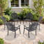 Chaise de patio en aluminium coulé 6 pièces avec cadre noir et coussins rouges-715244952-715244953