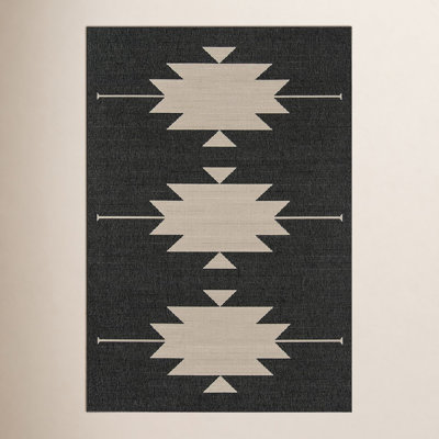 Genesis Charcoal Cream Southwestern Outdoor Rug