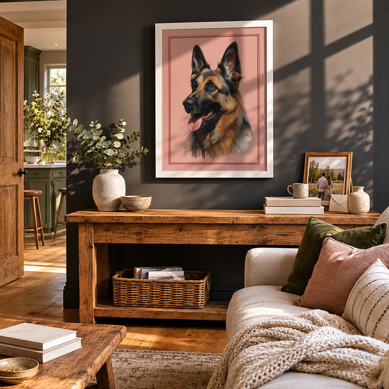 Friendly Shepherd Modern - Framed Print, A3 - 42.0 x 29.7 cm, White