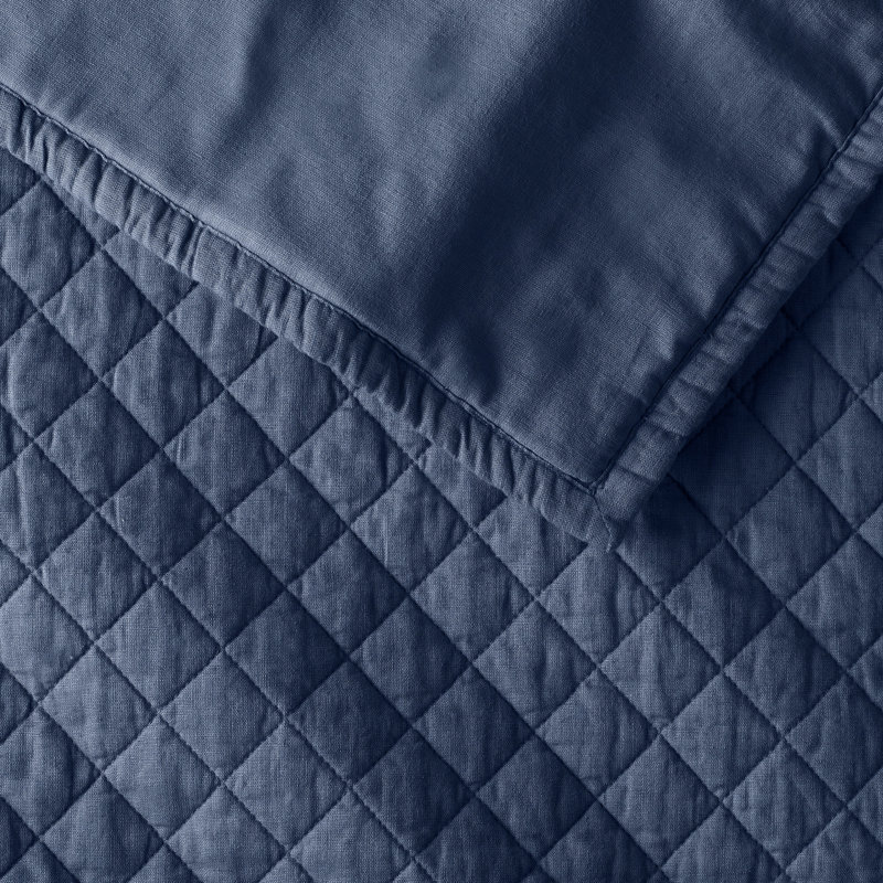 Jeffen Linen Blend Sham Set, Midnight Navy, King