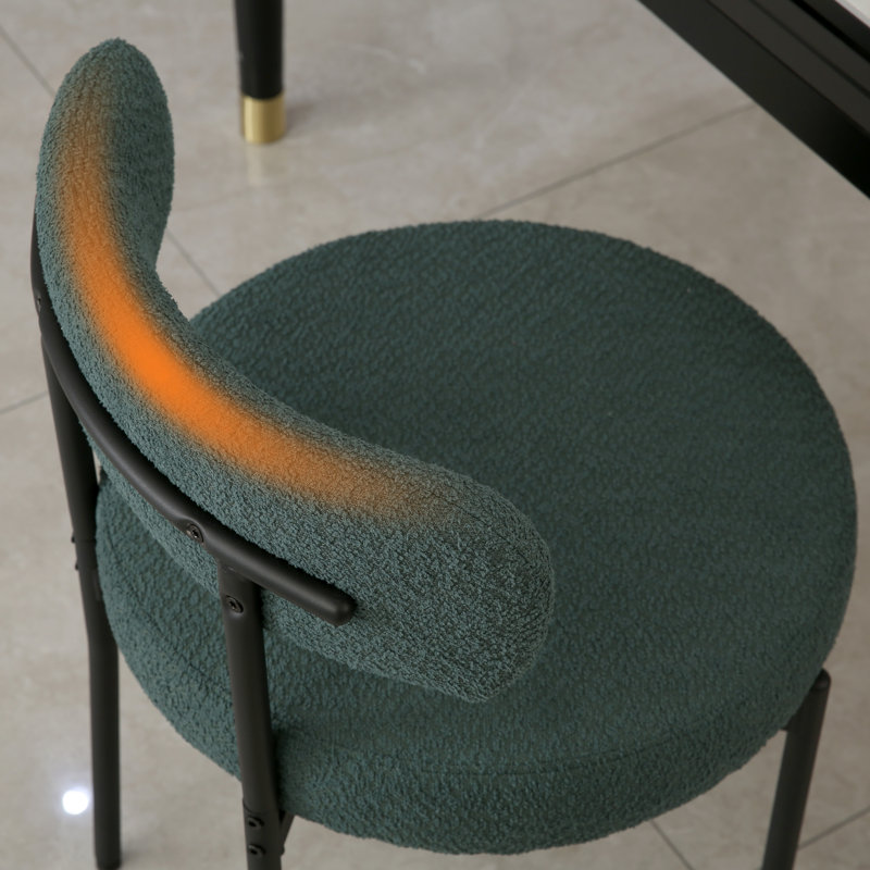 Chaise d'appoint moderne, chaises de salle à manger rembourrées, tissu moelleux court, chaise de salle à manger sans accoudoirs