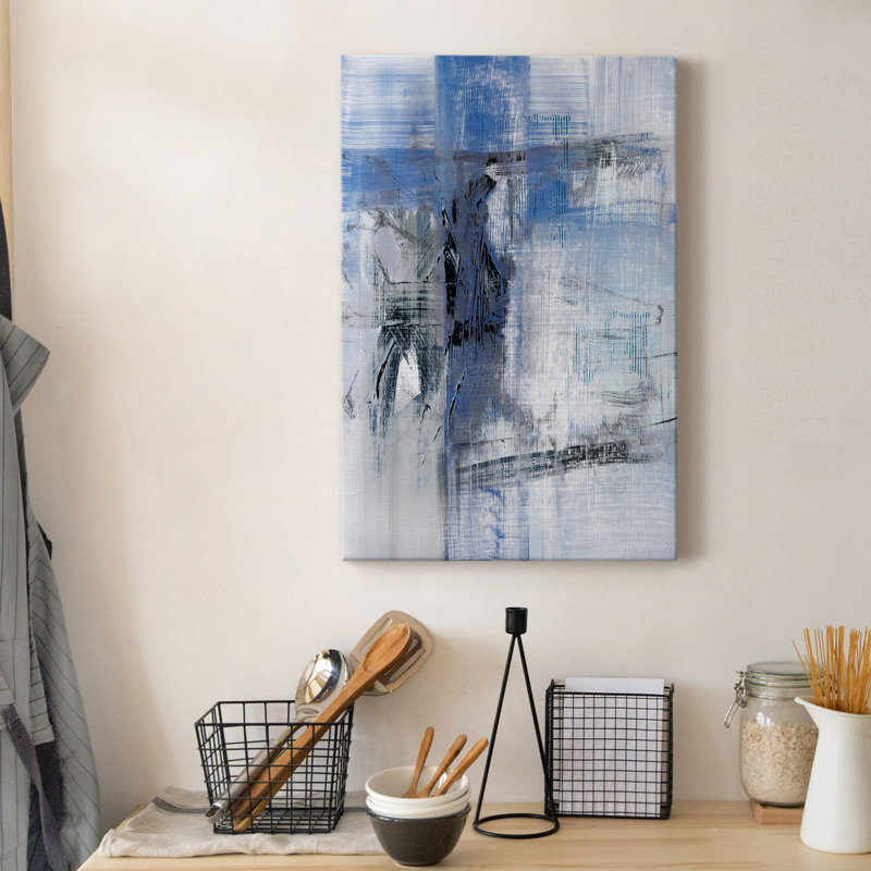 Reflections in Indigo - peinture sur toile tendue, H 36 po x l 24 po x P 1 po