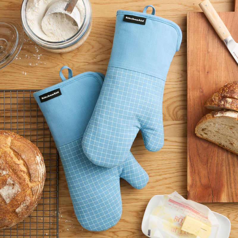 KITCHENAID Gourmet Series Gridlines Oven Mitts 2-Pack, Blue Velvet