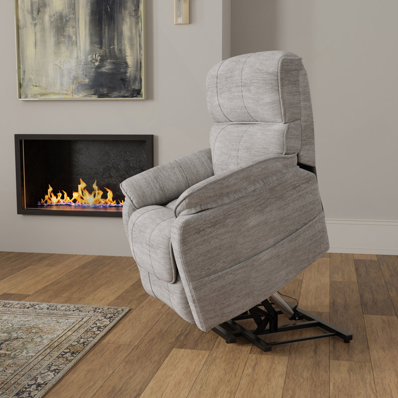 Fauteuil relevable moelleux en tissu colombe Lucie