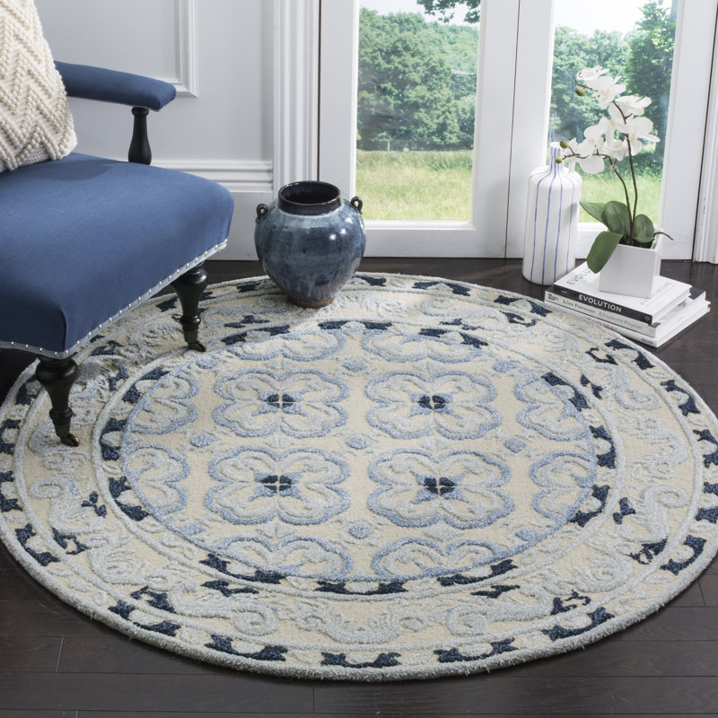 Cruz Hand Tufted Wool, Viscose Oriental Rug, Round 5'