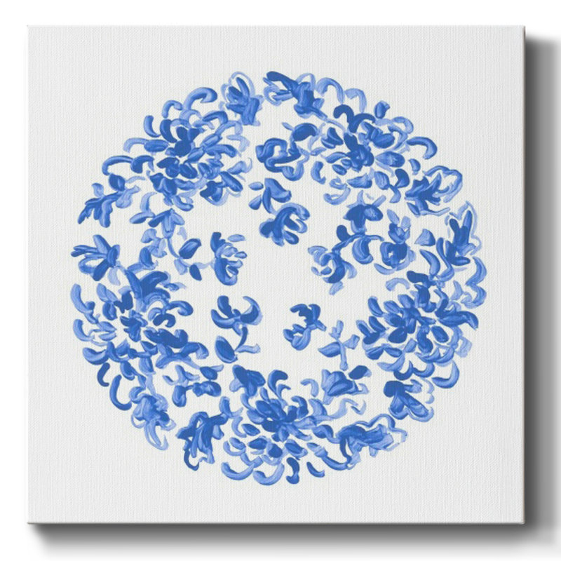 Porcelaine médaillon I sur toile, H 24 po x l 24 po