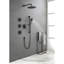 Système de douche avec pomme de douche, douche à main, barre coulissante, jets de corps, bras de douche, tuyau, garniture de valve et poignées à levier-114230341