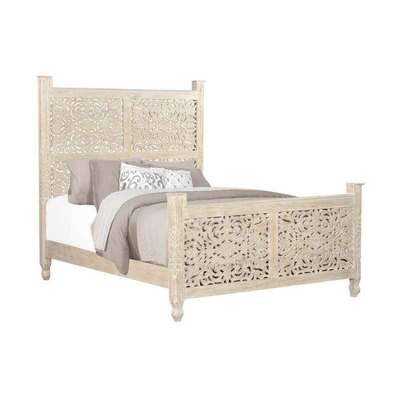Harleen Solid Wood Piece Bedroom Set, White, Queen