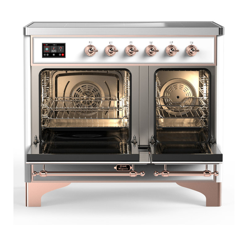 Majestic III Series 40 Inch Induction Range with 6 Induction Elements in White (Copper Trim), White, Copper