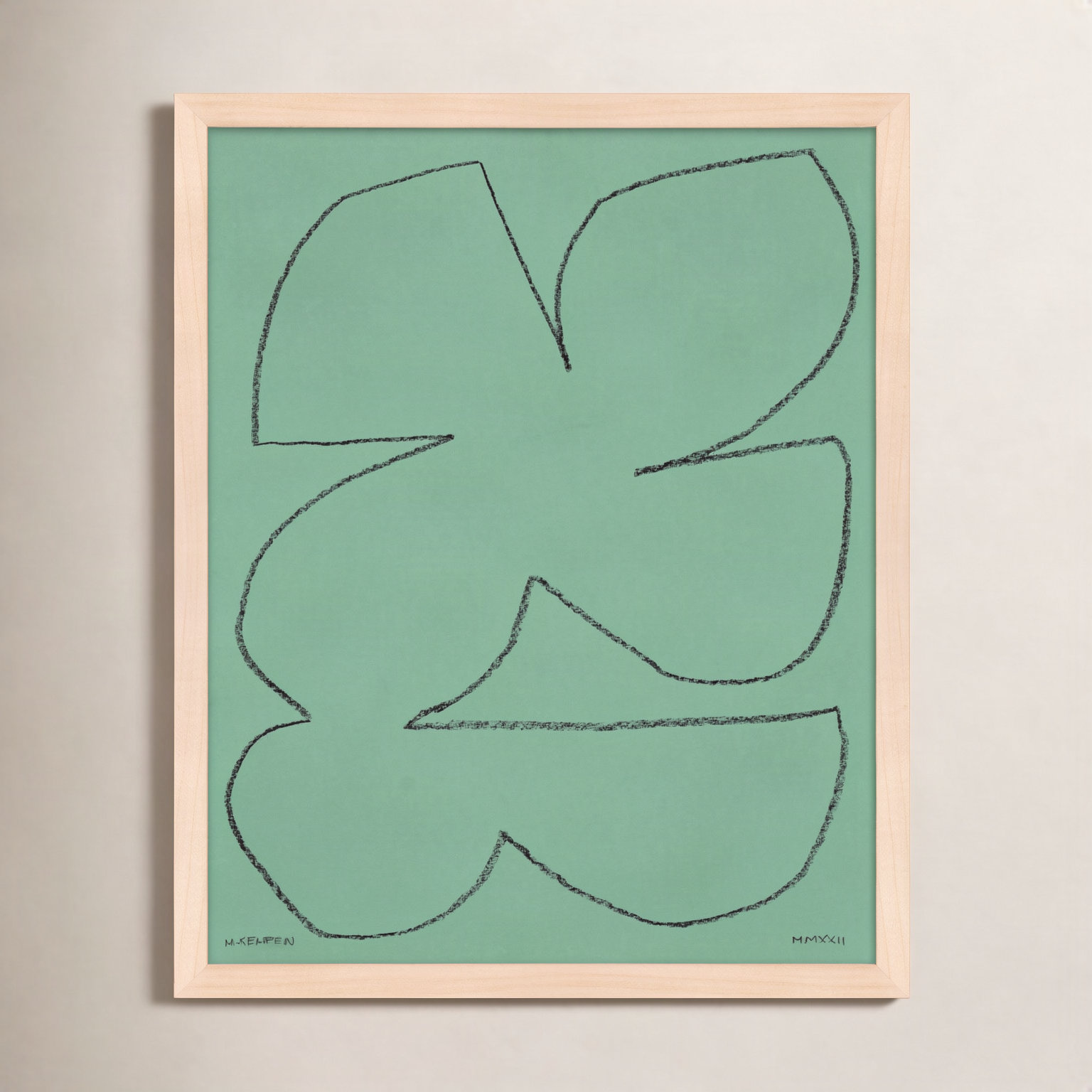 Freya "Sage 1" Print, 16" W x 20" H, Maple Framed