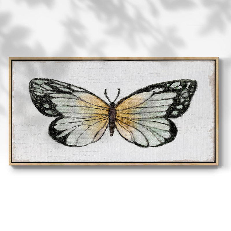«Vintage Flutter IV», toile tendue avec châssis encadré, prête à être accrochée, Naturel, H 21 po x l 41 po