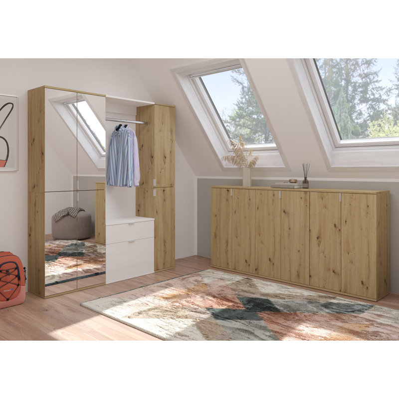 Lutton 3 Door Wardrobe, High-gloss white