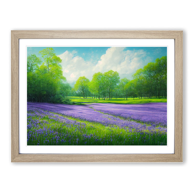 Spectacular Bluebell Field - Framed Print, 46cm H x 64cm W x 2cm D, Oak