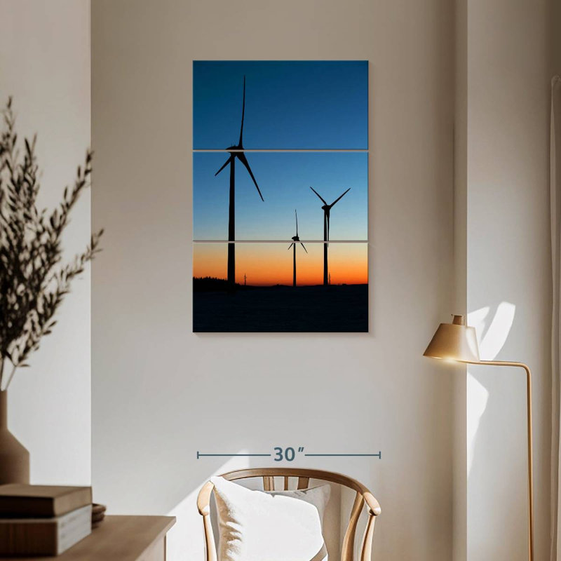 Lilie Wind Turbines At Dusk, 57" H x 36" W