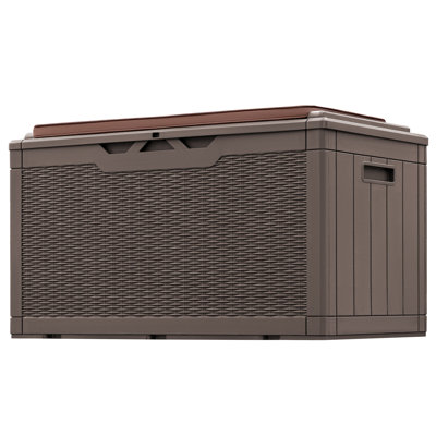 Furmax 100 Gallons Plastic Lockable Deck Box With Cushion by Furmax