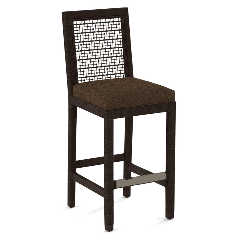 Pine Isle Bar Stool, Sunbrella Beige Pinstripe; 6205-74, Java