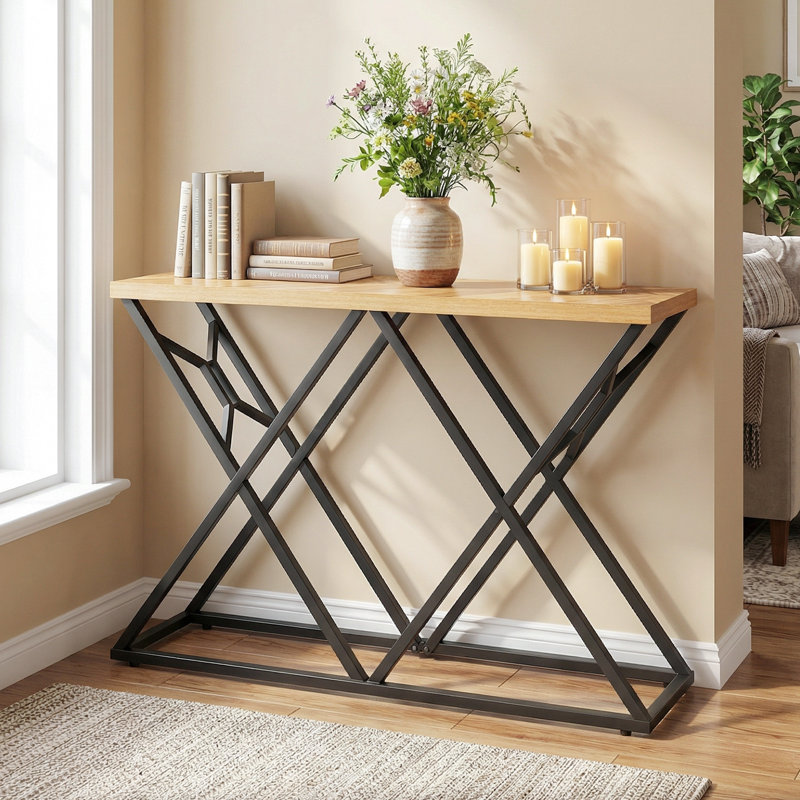  Console industrielle 55 po avec structure en métal massif et canapé rustique avec rangement
