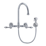 Whitehaus Collection Wall Mount Faucet with Gooseneck Swivel Spout and Solid Brass Side Spray