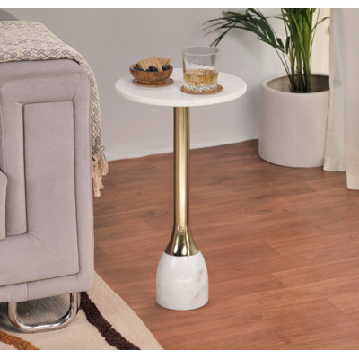 Modern Marble Top Drink Table with Pedestal