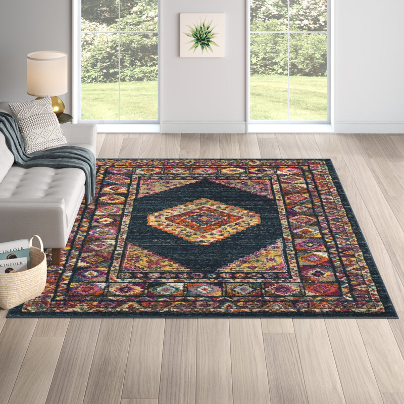 Felty Oriental Area Rug, Rectangle 5'1" x 7'6", Blue