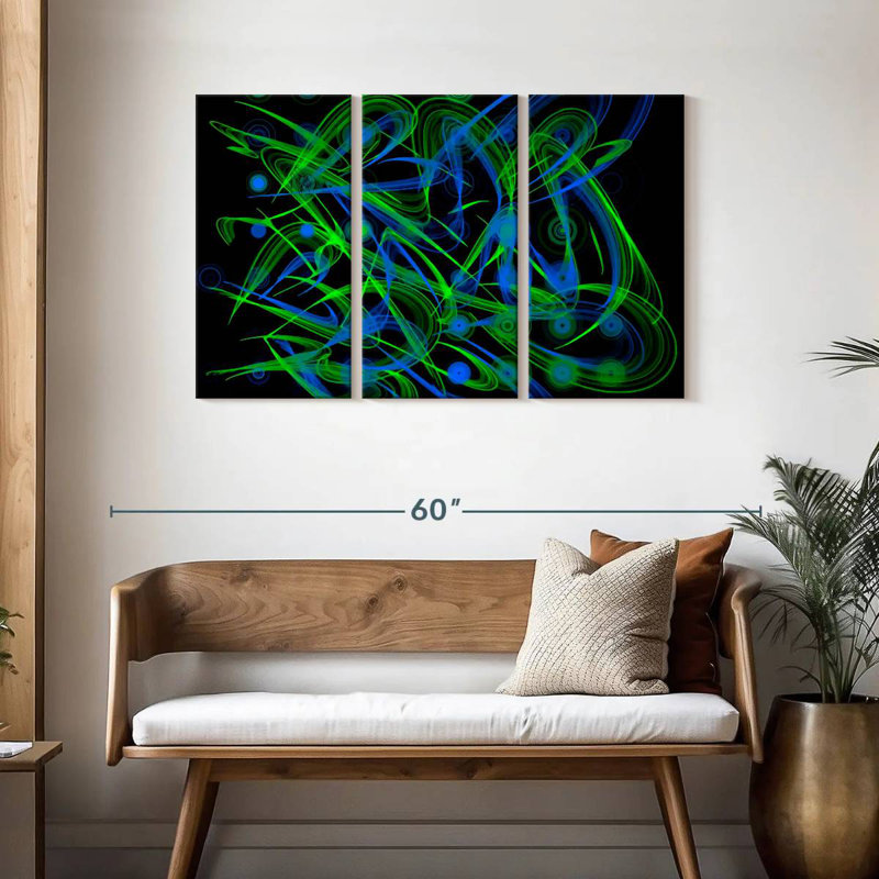 Neon Peacocks Horizontal, 28" H x 45" W
