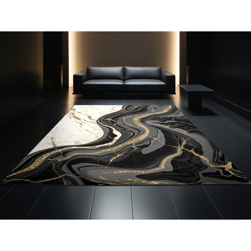 Tapis gris moelleux moelleux et luxueux en tissu gris - reliure noire, 7 x 9
