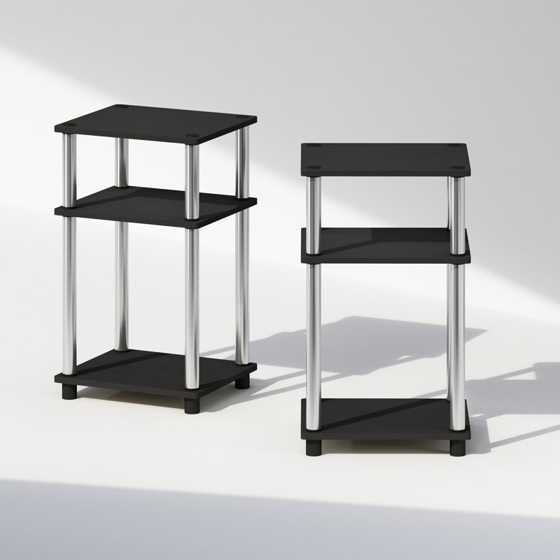 34.04cm W Bedside Table, Americano, Stainless Steel