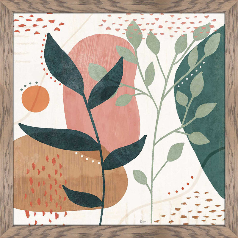 «Abstract Blossom IV (Square)» par Véronique Charron, reproduction, H 31,5 po x l 31,5 po x P 1 po, Cadre taupe délavé