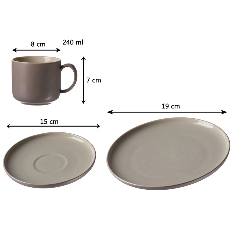 Piece Stoneware Dinnerware Set - Service for 4, Taupe