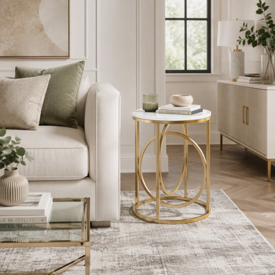 20" Modern Faux Marble End Table