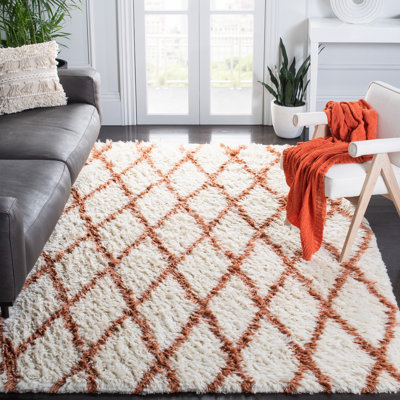 Tapis géométrique en laine / coton noué à la main Damalus