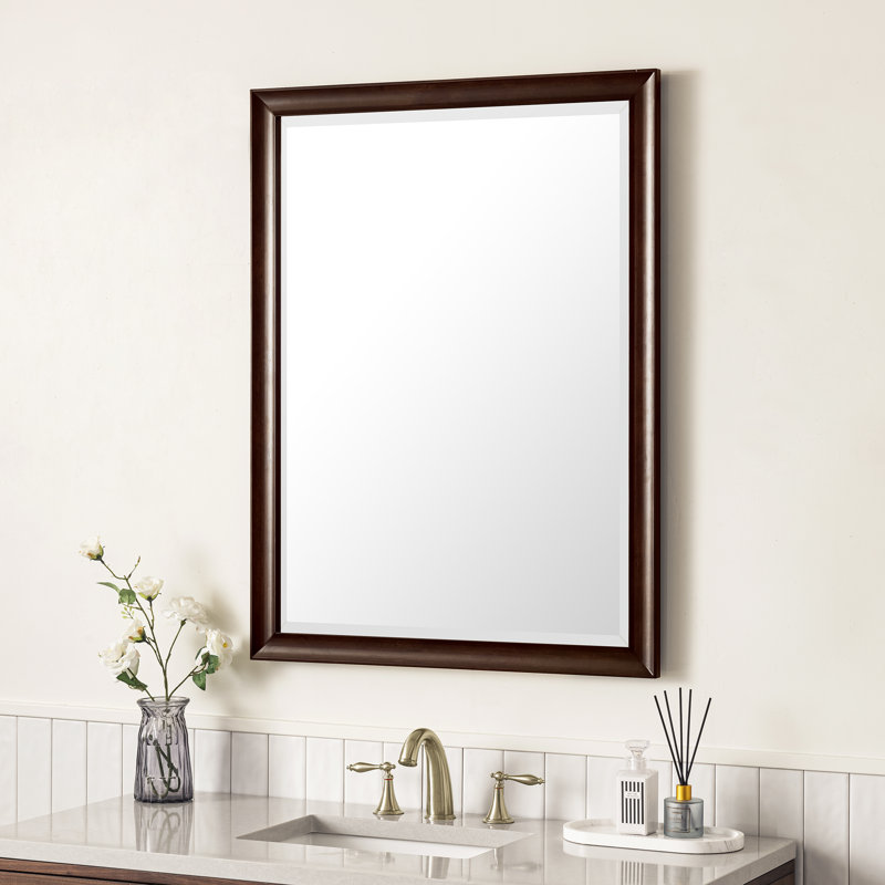 Glenbrooke Solid Wood Wall Mirror, Burnished Mahogany, 40" x 30"