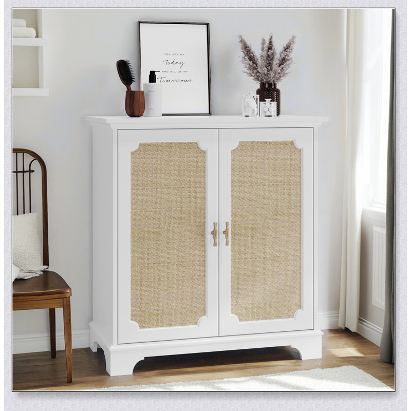 Buffet avec rangement en rotin, parfait pour la cuisine, le couloir et le salon