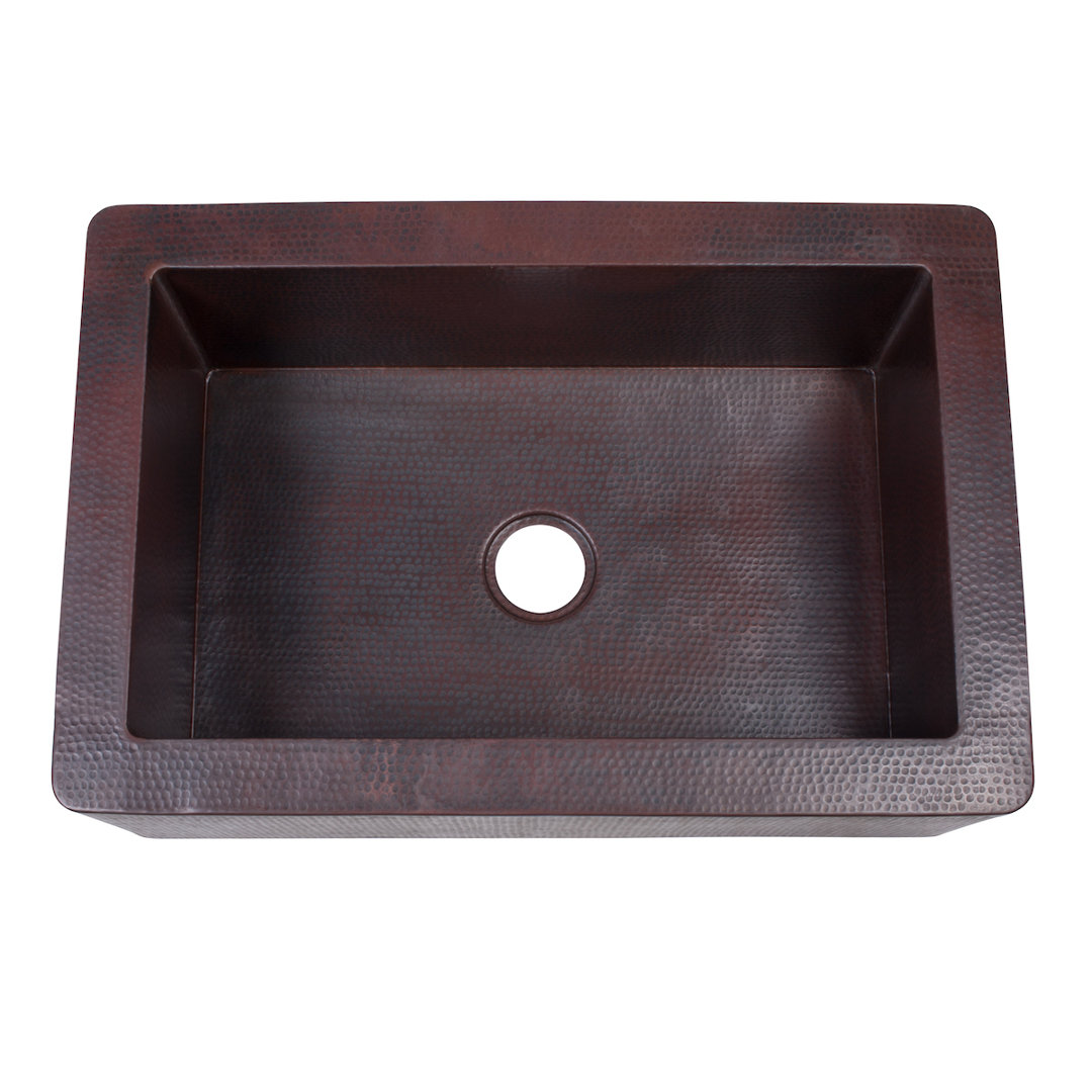 33'' L Farmhouse / Apron Single Bowl Copper Kitchen Sink Novatto