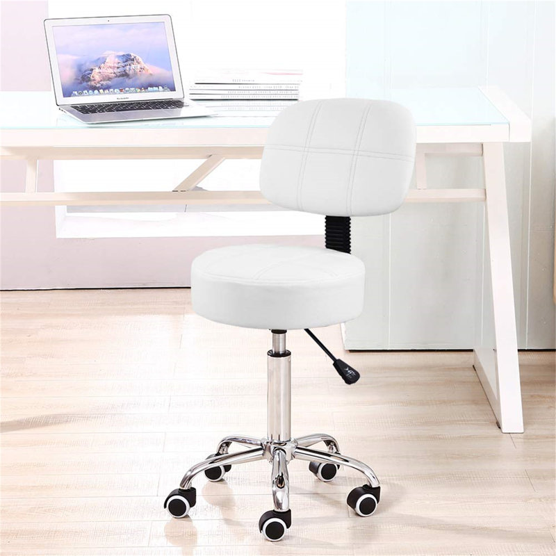 URBNLIVING Swivel Upholstered Adjustable Height Counter Stool with Metal Frame, White