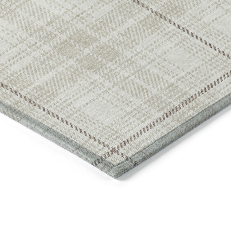 Tapis d'intérieur lavable à carreaux beige ivoire 5 pi x 8 pi