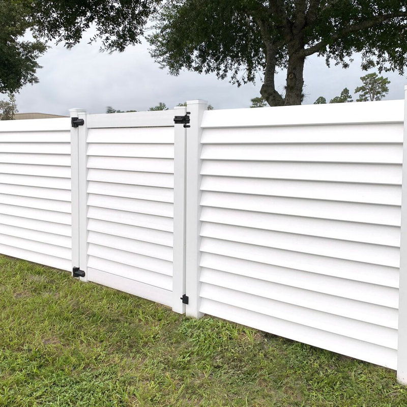 Louvered 5 in. W x 5 in. L x 102 in H Left End/Gate Post, White