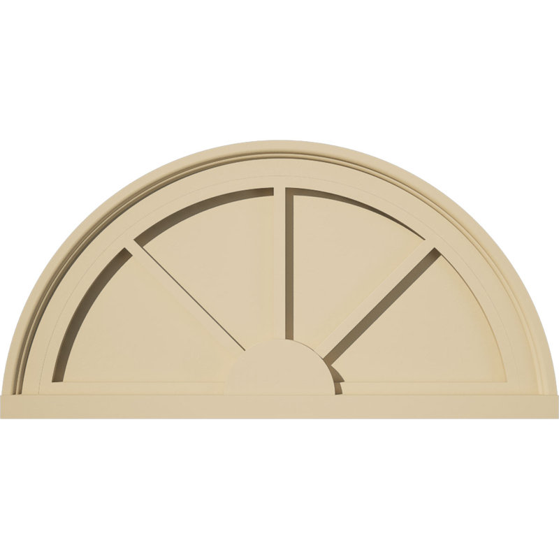 Demi-rond signature fronton en uréthane, brun clair apprêté, 24 po x 12 po x 2 po, Aucune, 3 rayons