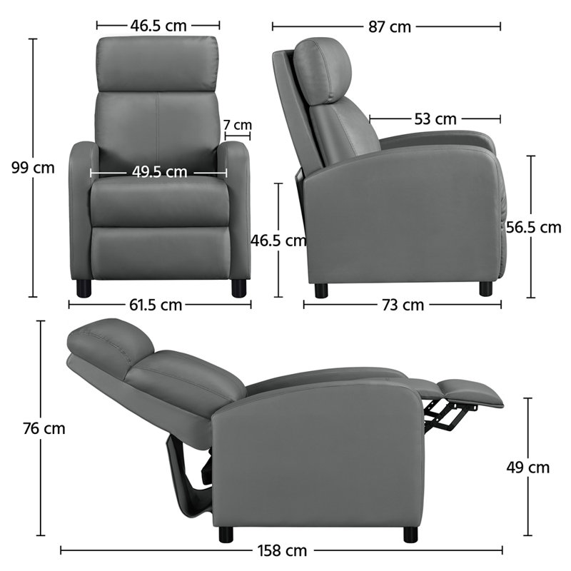 Ranford 61.5cm Wide Zero Gravity Recliner, Gray