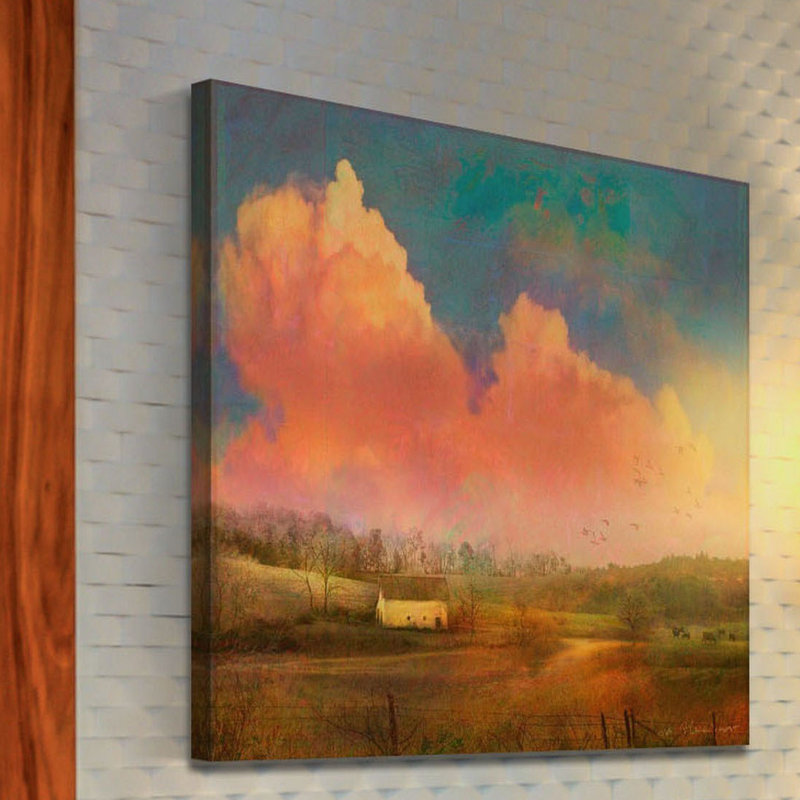 « pastoral coucher de soleil », reproduction sur toile tendue, H 32 po x l 32 po