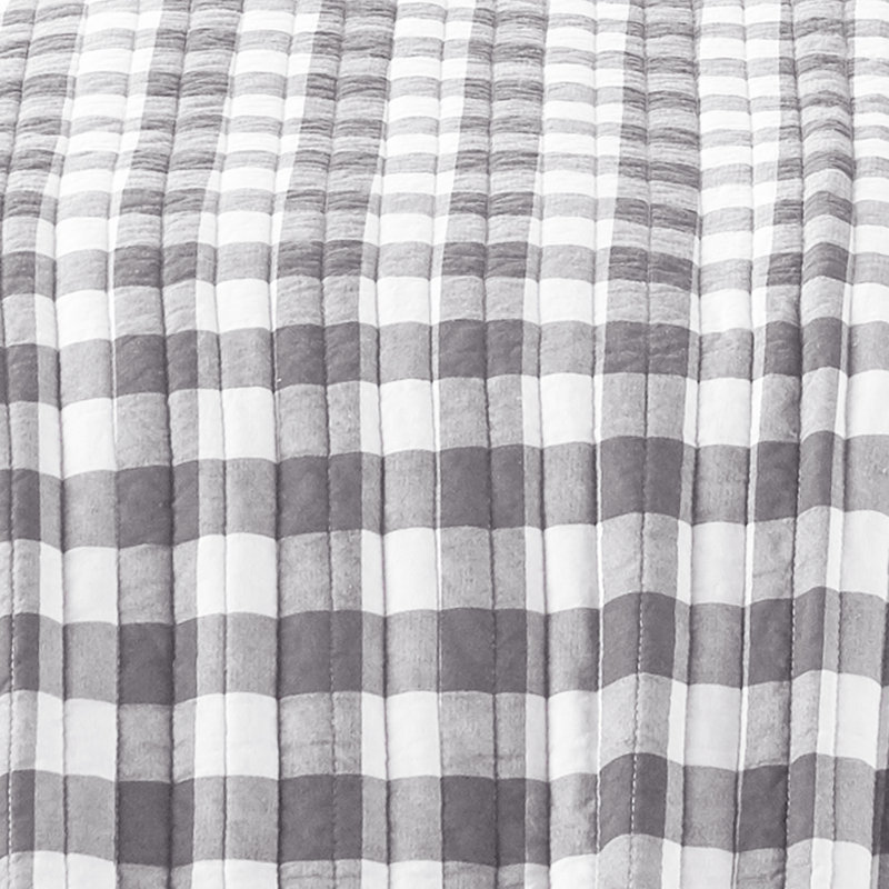 Elijah Grey Gingham Full Quilt Set