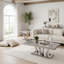 Silver Sde, ensemble de 3 tables d'appoint carrées de luxe avec 4 bases géométriques en miroir