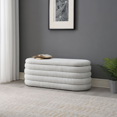 Repose-pieds avec banc de rangement Brigett, gris