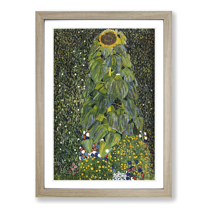 The Sunflower by Gustav Klimt - Framed Print, Oak