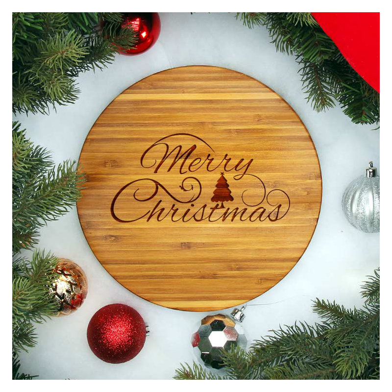 The Cutting Board Company Bamboo Merry Christmas Round Cutting Board