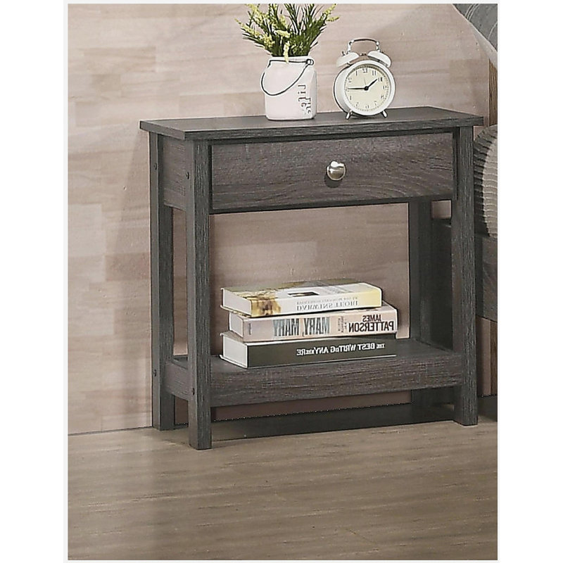 Table de chevet 1 tiroir rustique gris